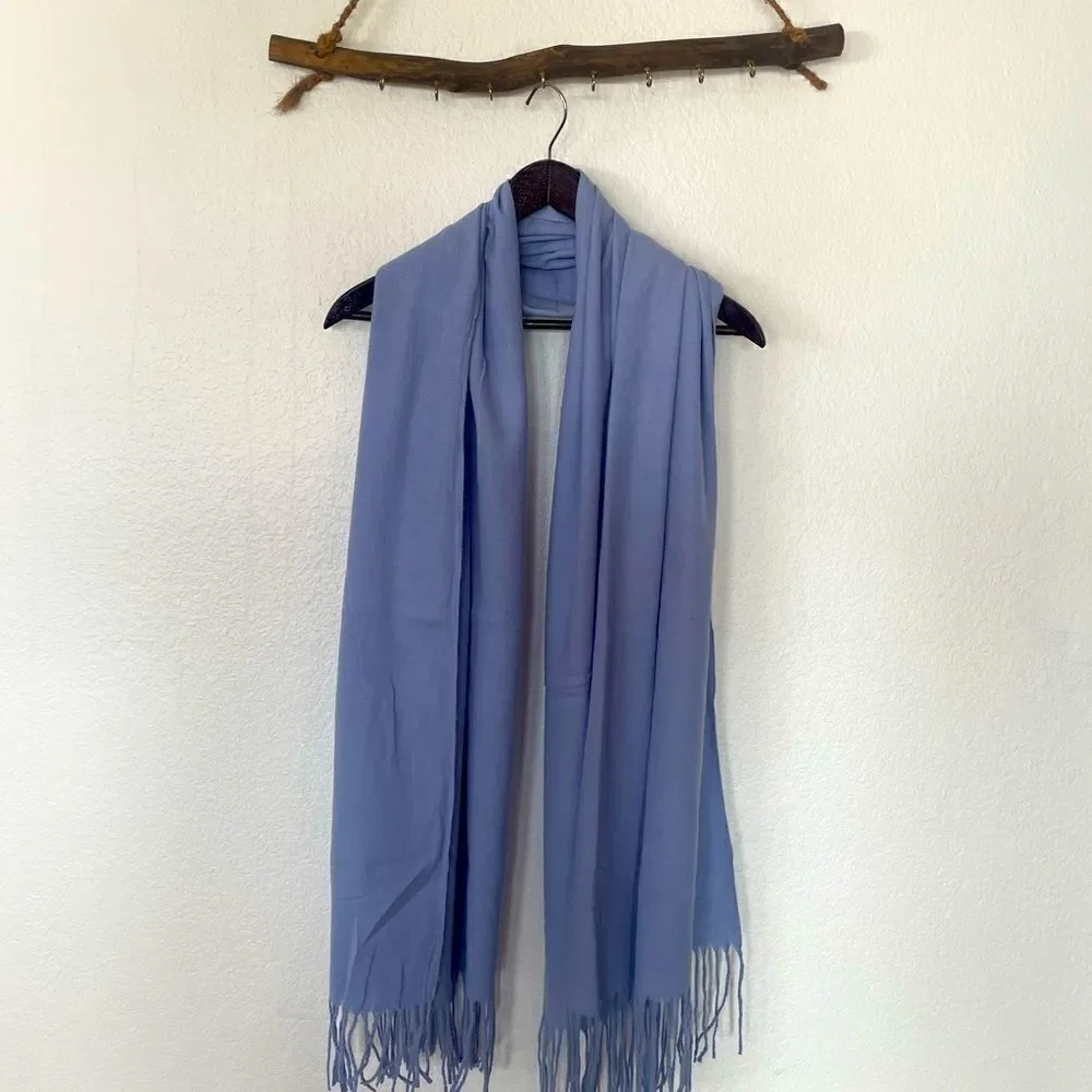 Blue fringe scarf